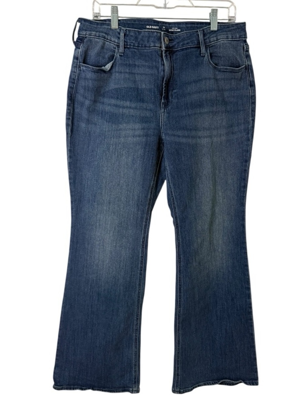 Old Navy High Rise WOW Flare Jeans Womens 14 Petite Medium Wash Stretch Denim
